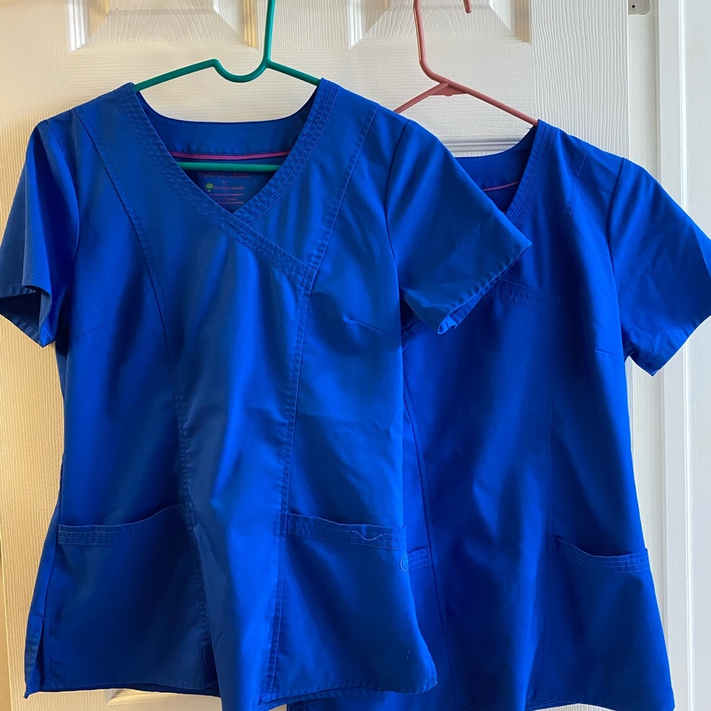 Royal blue scrub tops (2)